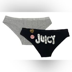 Juicy Couture Womens Size Large Black & Gray Cotton Underwear 2 Pack Brand New